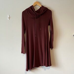 Burgundy Lou&Grey Long Sleeve Dress with Cowl Neck